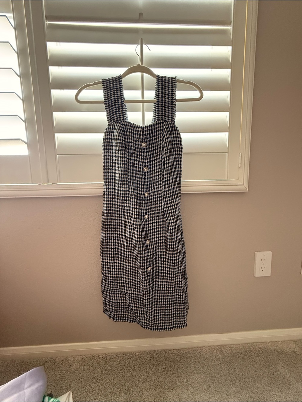 Lolita Black & White Houndstooth Button-Front Midi Dress